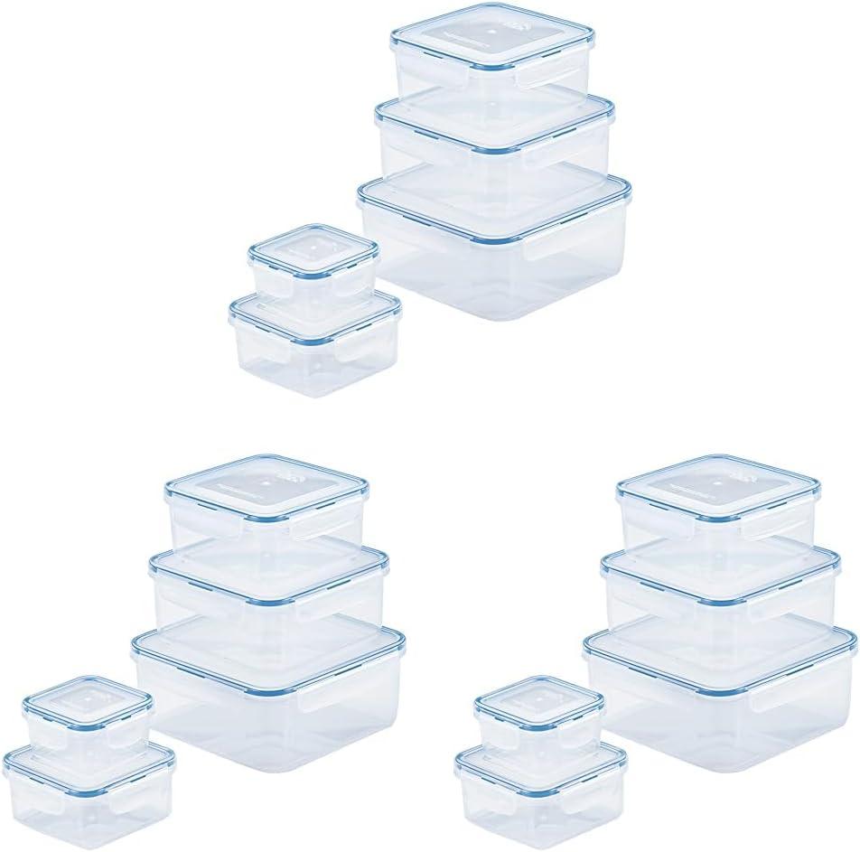 image:imageLOCK amp LOCK Easy Essentials Food Storage lidsAirtight containers BPA Free 10 Piece Square Clear10 Piece