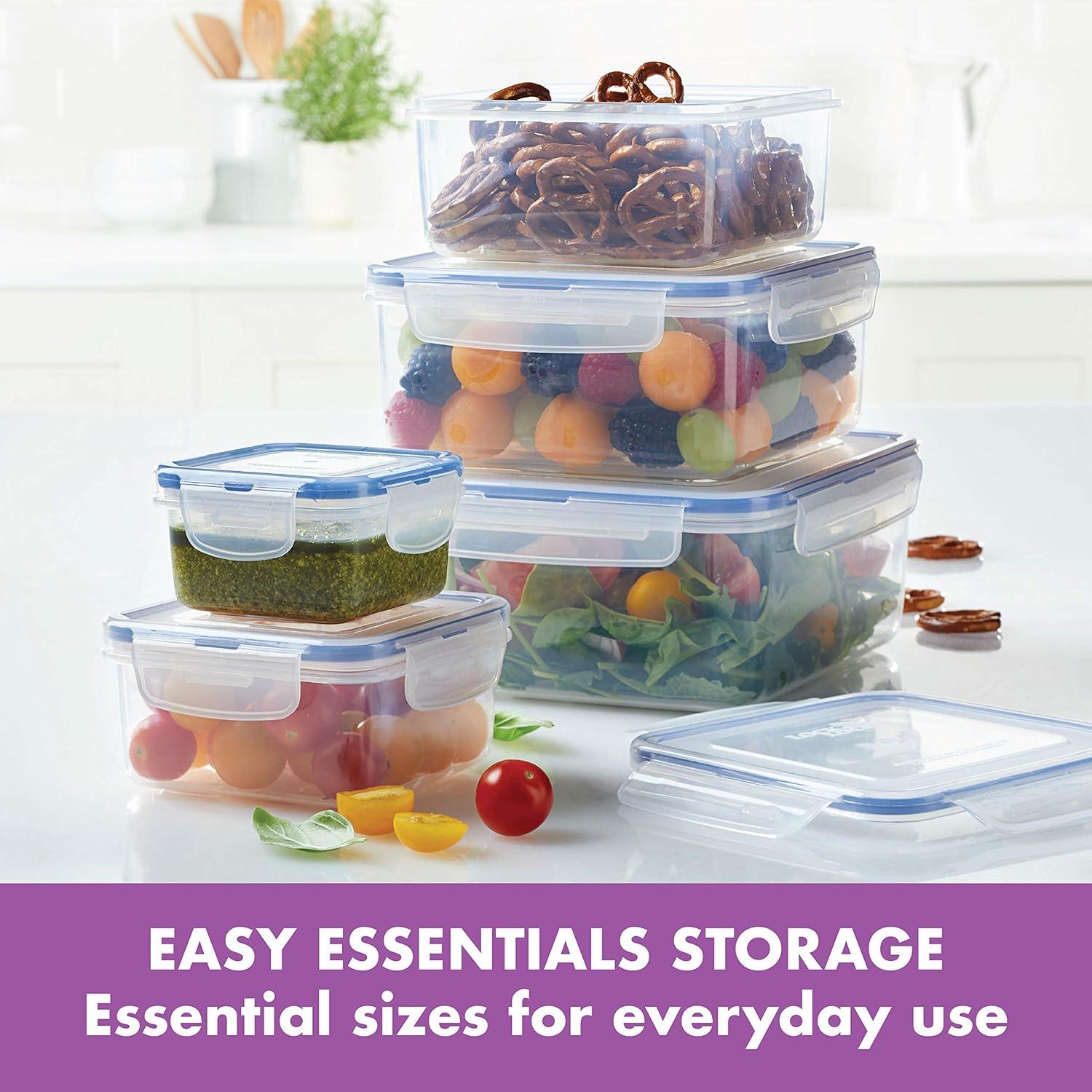 image:imageLOCK amp LOCK Easy Essentials Food Storage lidsAirtight containers BPA Free 10 Piece Square Clear10 Piece