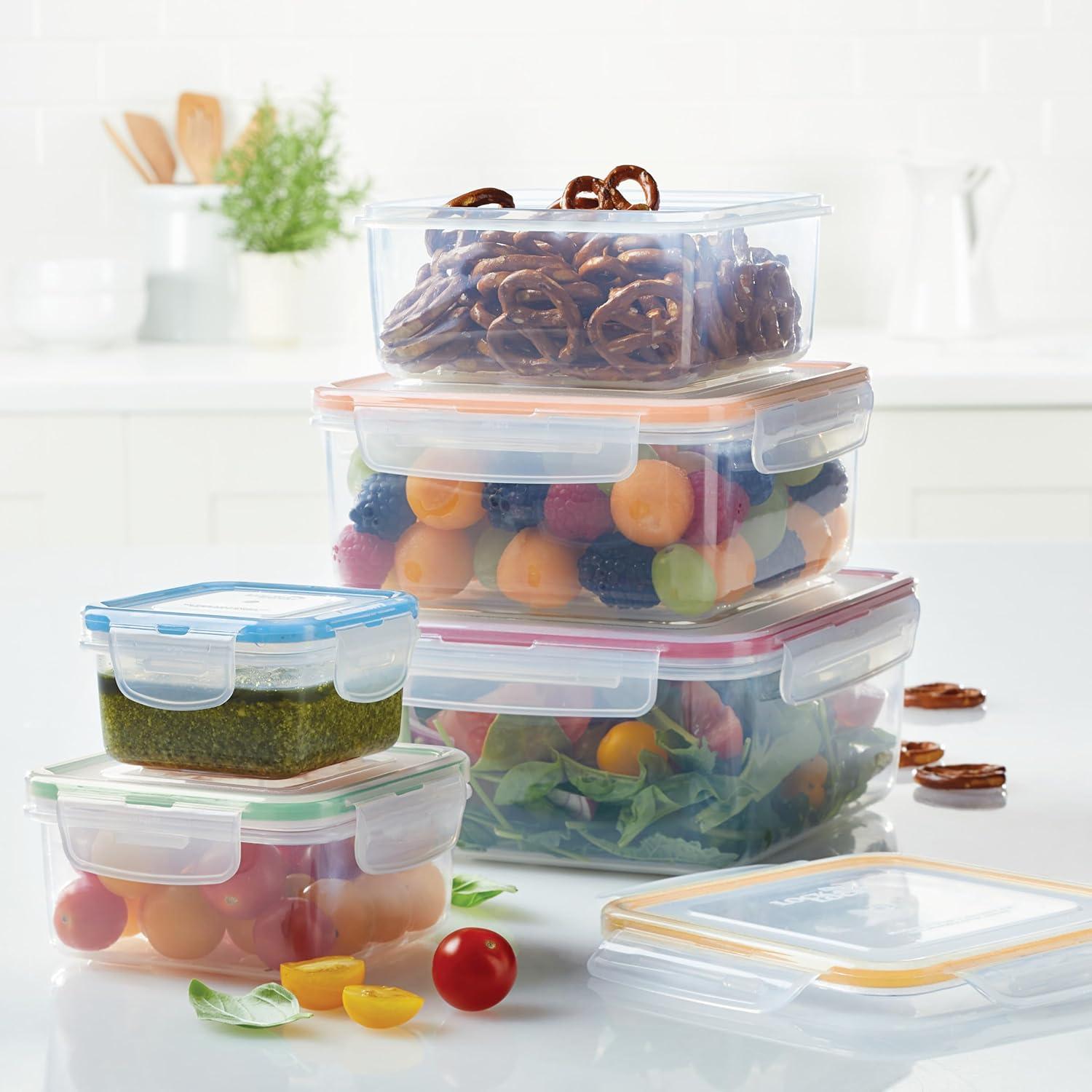 image:imageLOCK amp LOCK Easy Essentials Food Storage lidsAirtight containers BPA Free 14 Piece Tall Rectangle Clear10 Piece II