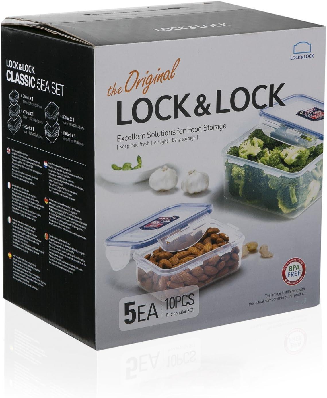 image:imageLOCK amp LOCK Easy Essentials Food Storage lidsAirtight containers BPA Free 14 Piece Tall Rectangle Clear10 Piece