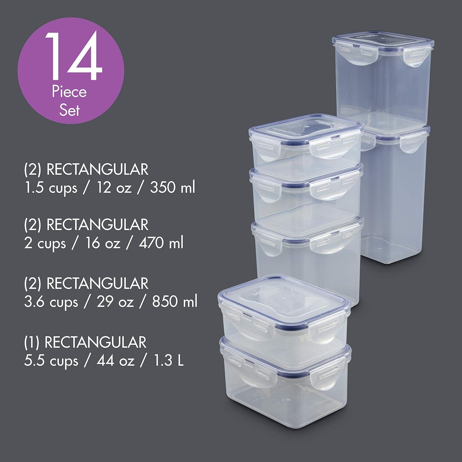 image:imageLOCK amp LOCK Easy Essentials Food Storage lidsAirtight containers BPA Free 14 Piece Tall Rectangle Clear14 Piece