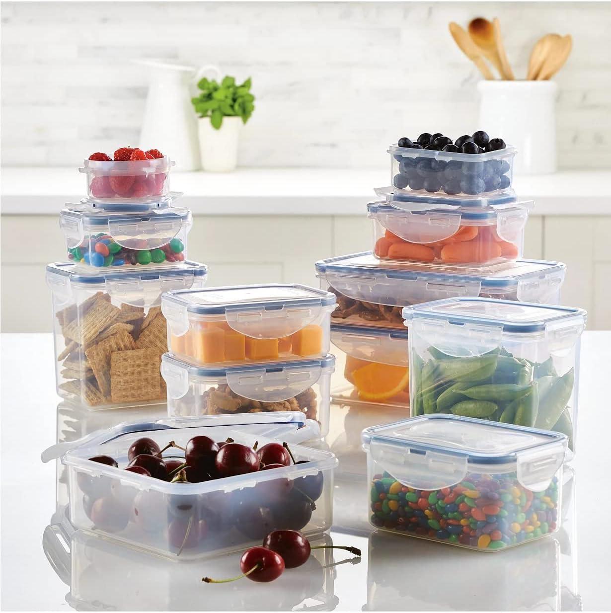 image:imageLOCK amp LOCK Easy Essentials Food Storage lidsAirtight containers BPA Free 14 Piece Tall Rectangle Clear24 Piece