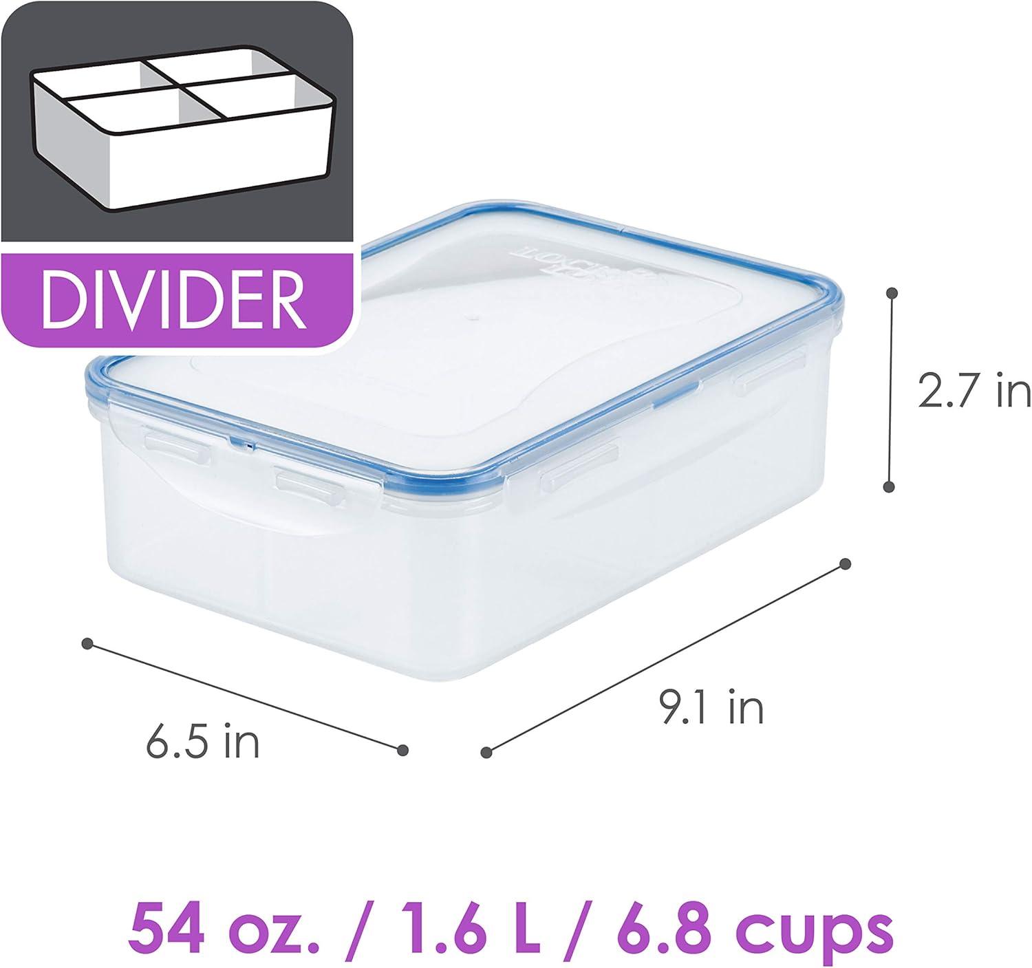 image:imageLOCK amp LOCK Easy Essentials Food Storage lidsAirtight containers BPA Free Round 5 oz for Sauces amp dips ClearRectangle 54 oz Great for Snacks 4 section