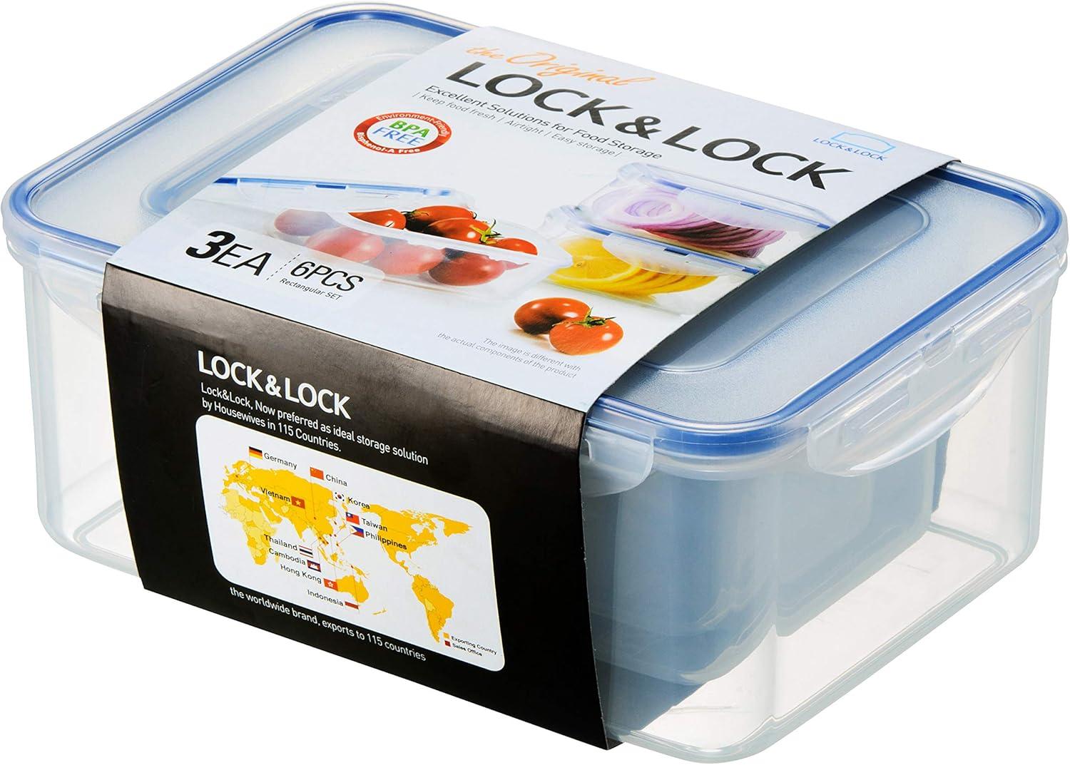 image:imageLock amp Lock Assorted Food Storage Container Set 6Piece6 Piece Rectangle Set