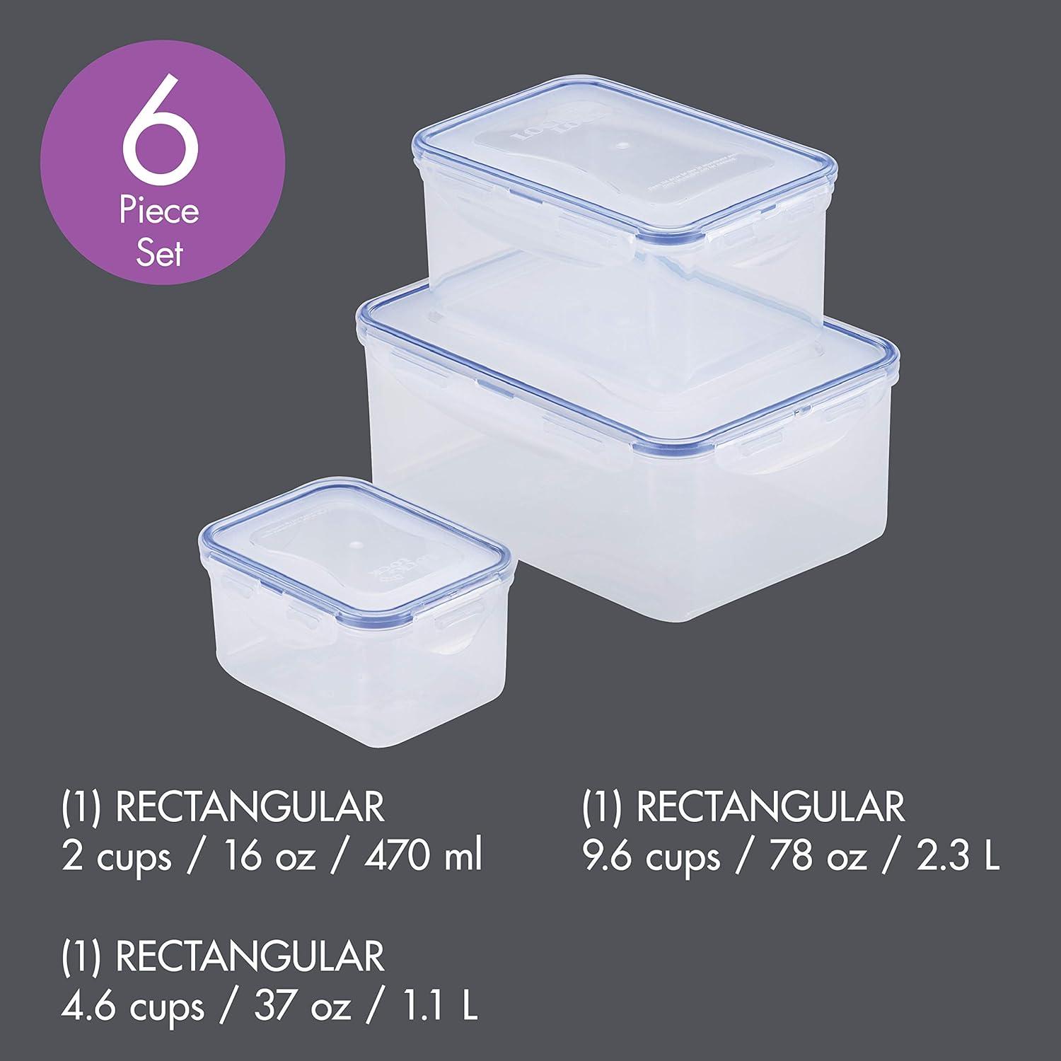 image:imageLock amp Lock Assorted Food Storage Container Set 6Piece6 Piece Rectangle Set
