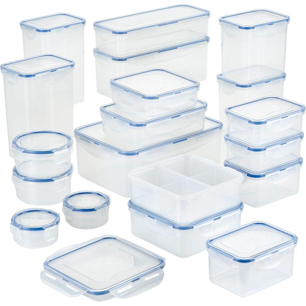 image:imageLock amp Lock Easy Essential Storage SetFood Containers Airtight BinsBPAFreeDishwasher Safe 38 Piece Clear38 Piece Assortment