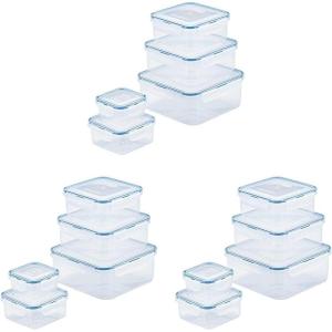LOCK & LOCK Easy Essentials Food Storage lids/Airtight containers, BPA Free, 10 Piece – Square, Clear(10 Piece (Pack of 3))