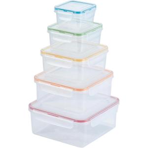 LOCK & LOCK Easy Essentials Food Storage lids/Airtight containers, BPA Free, 14 Piece – Tall Rectangle, Clear(10 Piece – II)