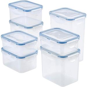 LOCK & LOCK Easy Essentials Food Storage lids/Airtight containers, BPA Free, 14 Piece – Tall Rectangle, Clear(14 Piece)