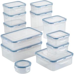 LOCK & LOCK Easy Essentials Food Storage lids/Airtight containers, BPA Free, 14 Piece – Tall Rectangle, Clear(24 Piece)