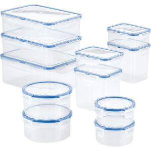 Lock & Lock Easy Essential Storage Set/Food Containers Airtight Bins/BPA-Free/Dishwasher Safe, 38 Piece, Clear(22 Piece Assortment)