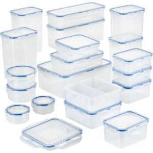 Lock & Lock Easy Essential Storage Set/Food Containers Airtight Bins/BPA-Free/Dishwasher Safe, 38 Piece, Clear(38 Piece Assortment)