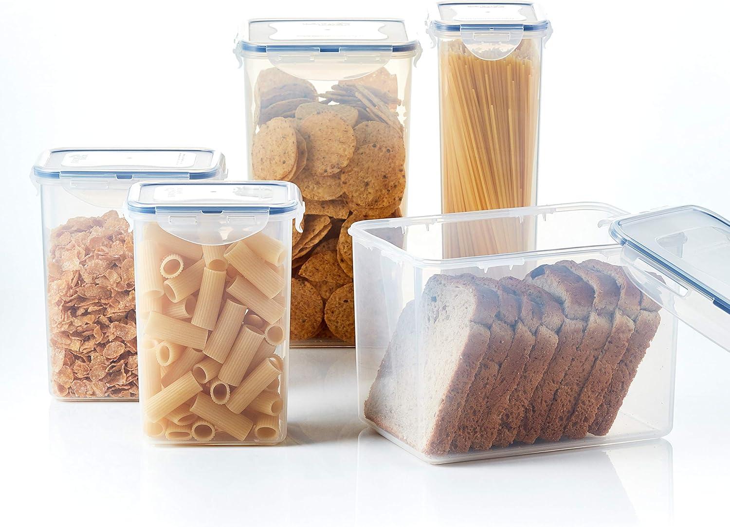 image:imageLOCK amp LOCK Easy Essentials Food Storage Bin Set for Pasta Flour SugarAirtight Container LidsBPAFreeDishwasher Safe 8 Piece Clear4 Piece Set