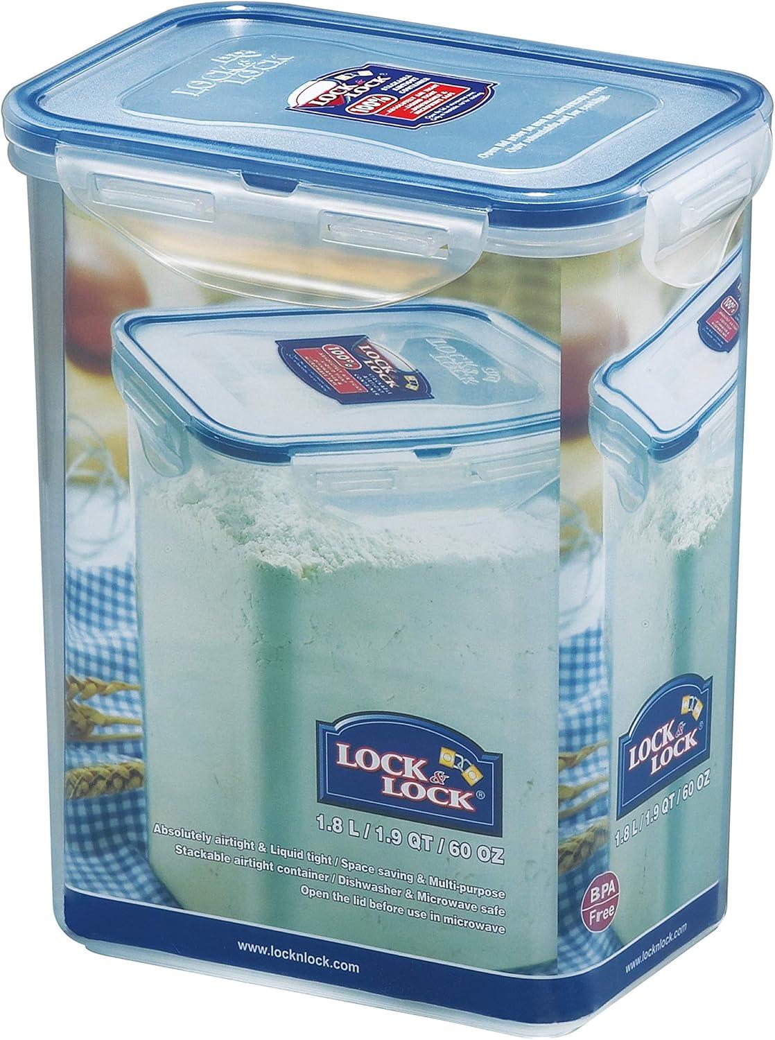image:imageLOCK amp LOCK Easy Essentials Food Storage Bin Set for Pasta Flour SugarAirtight Container LidsBPAFreeDishwasher Safe 8 Piece Clear4 Piece Set