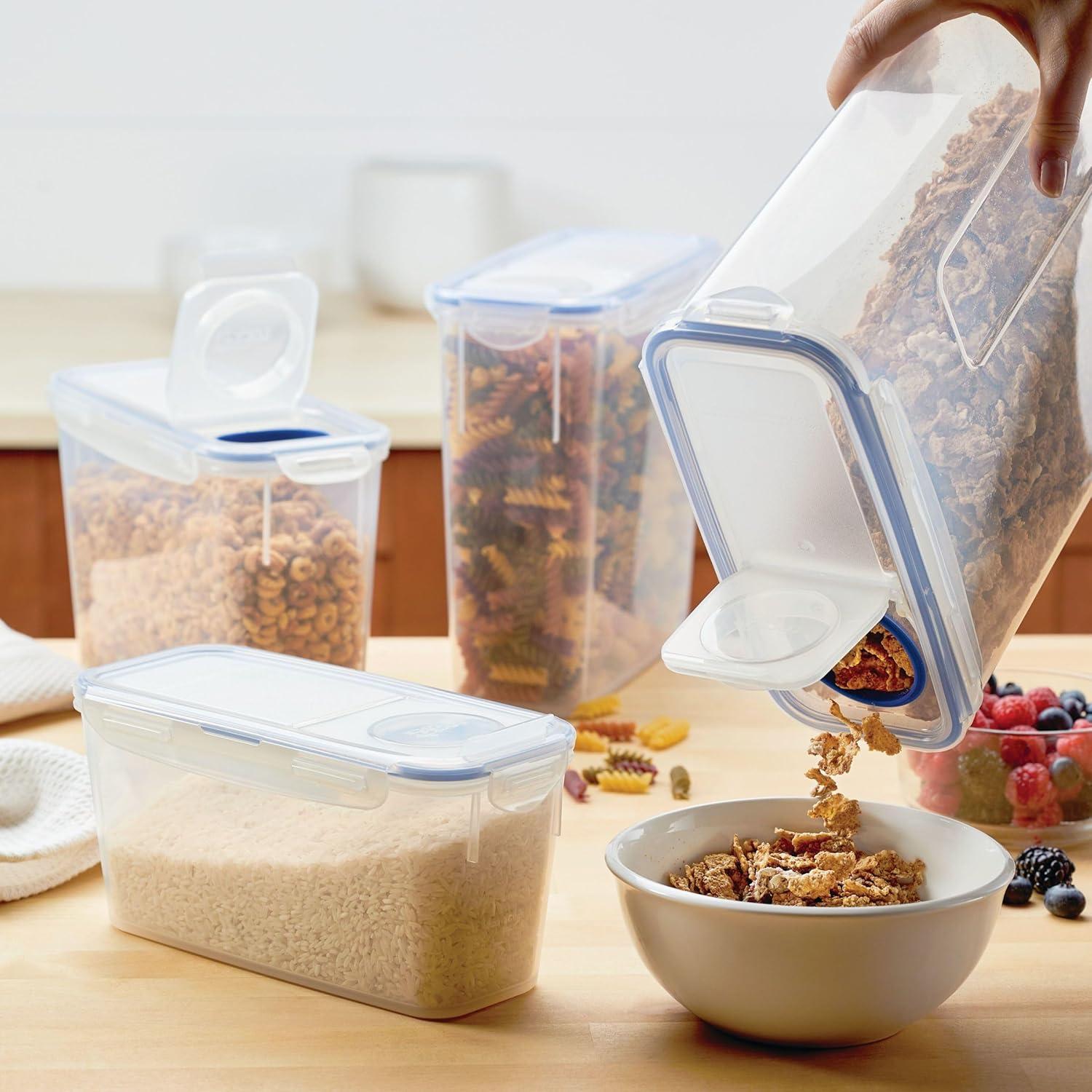 image:imageLOCK amp LOCK Easy Essentials Food Storage Bin Set for Pasta Flour SugarAirtight Container LidsBPAFreeDishwasher Safe 8 Piece Clear4 Piece Set Multi Size