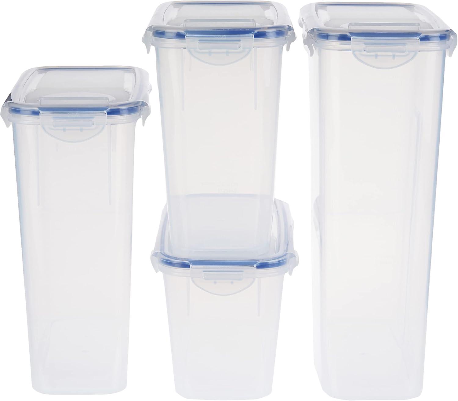 image:imageLOCK amp LOCK Easy Essentials Food Storage Bin Set for Pasta Flour SugarAirtight Container LidsBPAFreeDishwasher Safe 8 Piece Clear8 Piece Set