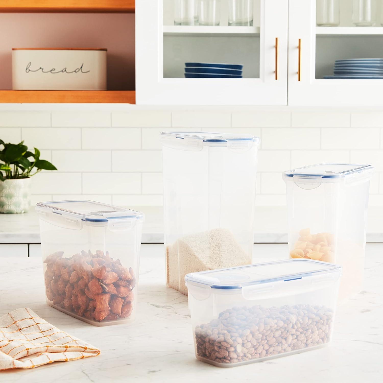 image:imageLOCK amp LOCK Easy Essentials Food Storage Bin Set for Pasta Flour SugarAirtight Container LidsBPAFreeDishwasher Safe 8 Piece Clear8 Piece Set