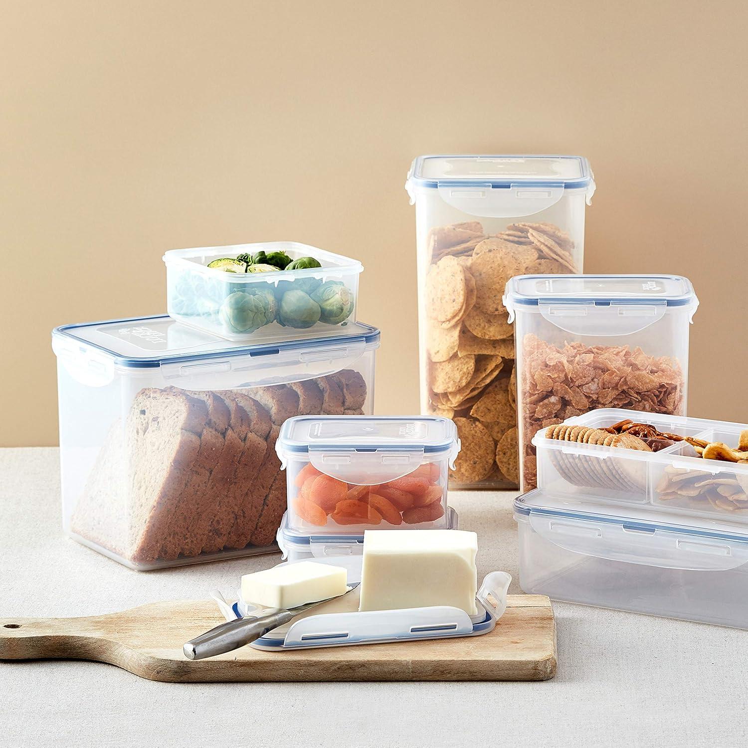 image:imageLOCK amp LOCK Easy Essentials On The Go Meal Prep Lunch Box Airtight Containers with Lid BPA Free Rectangle 3 Section 27 oz Clear1 Count Pack of 1