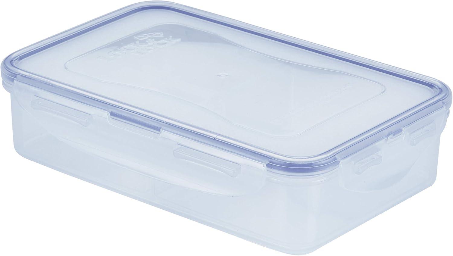 image:imageLOCK amp LOCK Easy Essentials On The Go Meal Prep Lunch Box Airtight Containers with Lid BPA Free Rectangle 3 Section 27 oz Clear1 Count Pack of 3