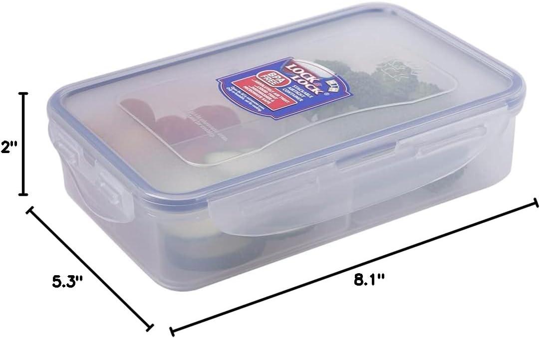 image:imageLOCK amp LOCK Easy Essentials On The Go Meal Prep Lunch Box Airtight Containers with Lid BPA Free Rectangle 3 Section 27 oz Clear1 Count Pack of 3