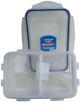image:imageLOCK amp LOCK Easy Essentials On The Go Meal Prep Lunch Box Airtight Containers with Lid BPA Free Rectangle 3 Section 27 oz Clear1 Count Pack of 3