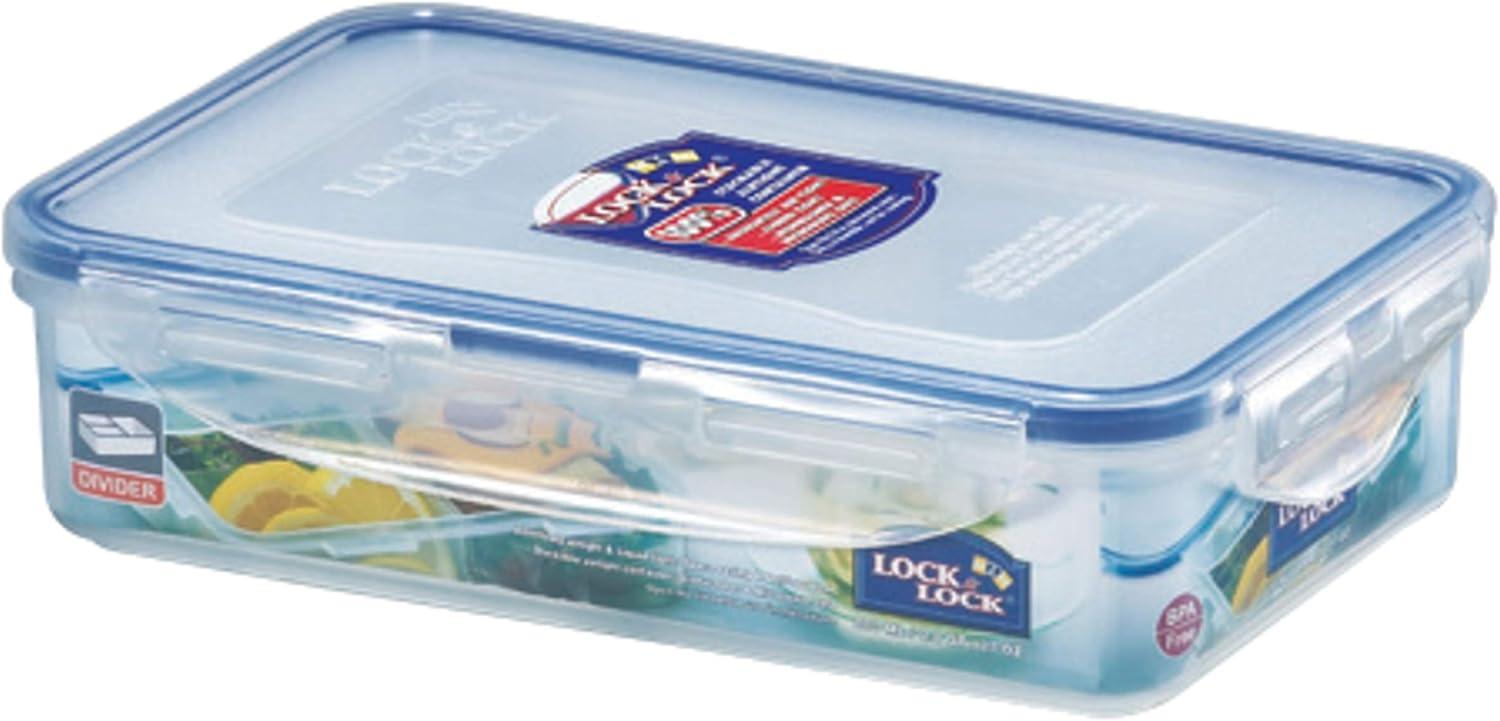 image:imageLOCK amp LOCK Easy Essentials On The Go Meal Prep Lunch Box Airtight Containers with Lid BPA Free Rectangle 3 Section 27 oz Clear1 Count Pack of 3