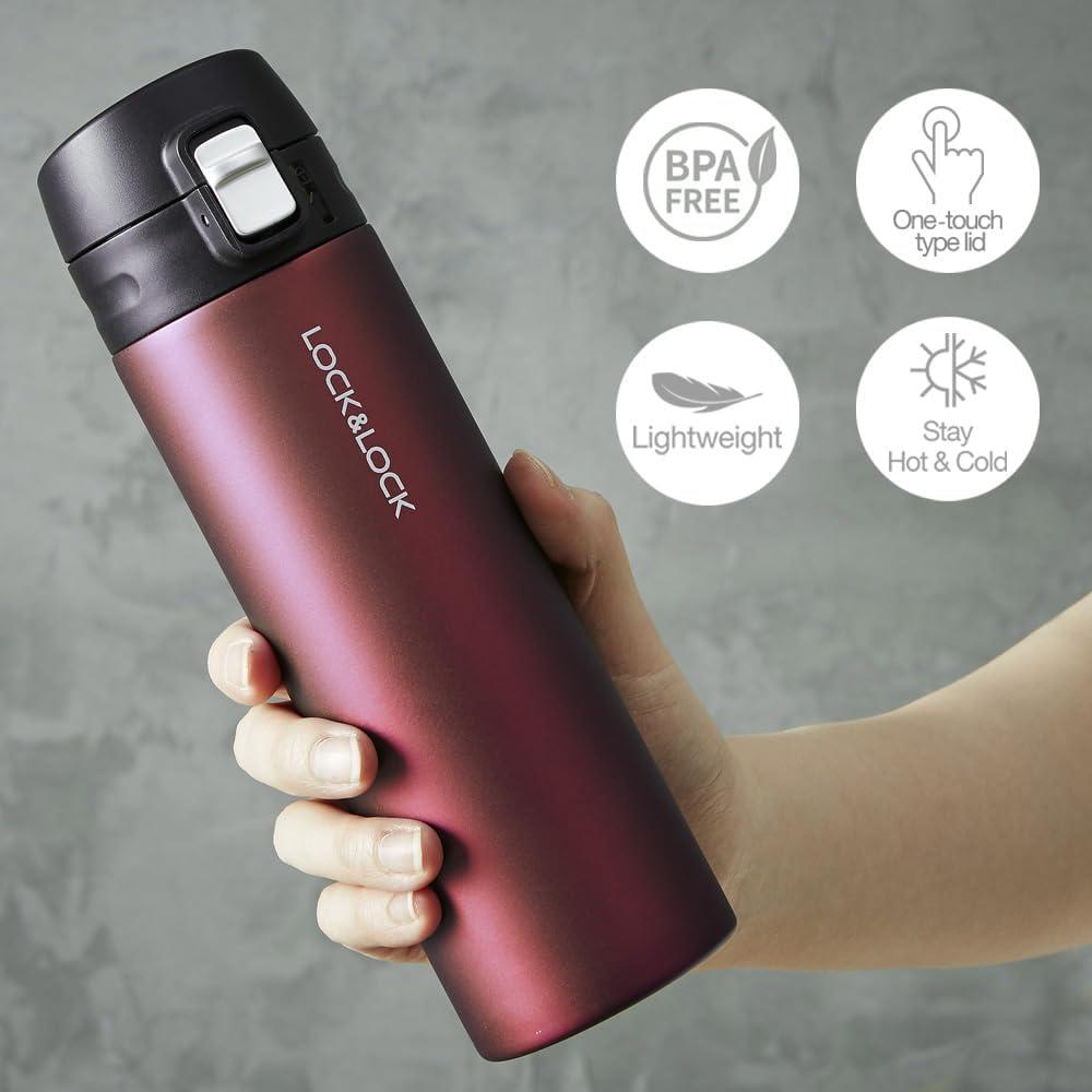 image:imageLOCK amp LOCK Feather Light Stainless Steel Vacuum Insulated Thermal Travel Mug 17 oz Ruby RedSapphire Blue