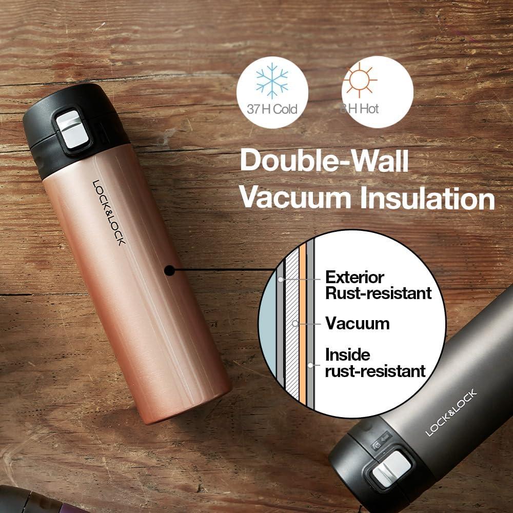 image:imageLOCK amp LOCK Feather Light Stainless Steel Vacuum Insulated Thermal Travel Mug 17 oz Ruby RedSapphire Blue