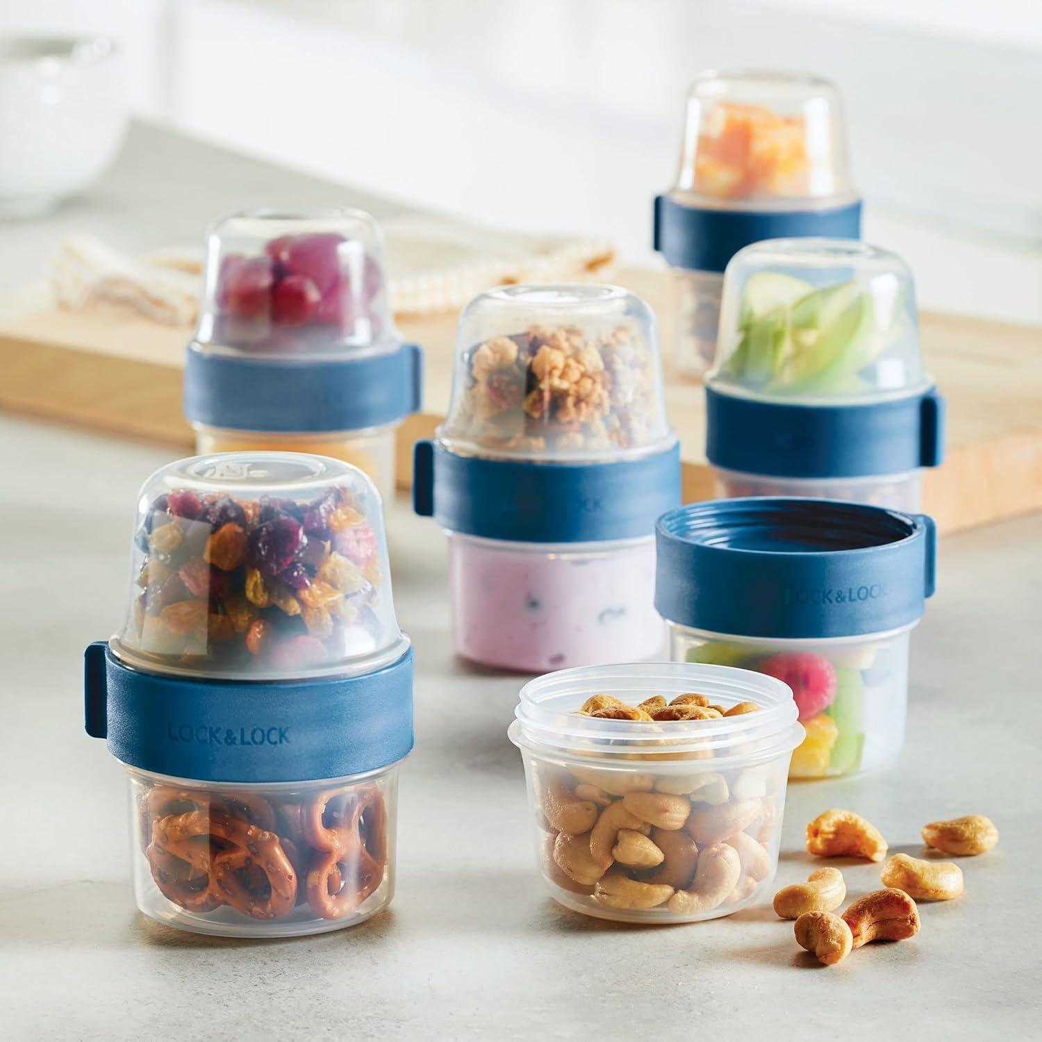 image:imageLOCK amp LOCK LocknLock Easy Essentials Twist Two Way Container Food Storage Bin BPAFreeDishwasher Safe 12Piece Set Clear12Piece Set Pack of 4