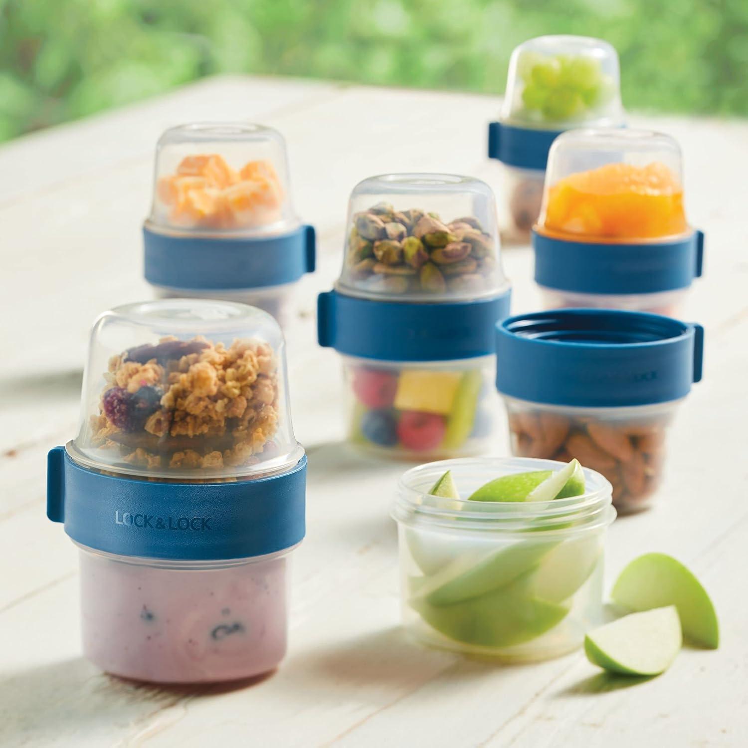 image:imageLOCK amp LOCK LocknLock Easy Essentials Twist Two Way Container Food Storage Bin BPAFreeDishwasher Safe 12Piece Set Clear12Piece Set Pack of 4