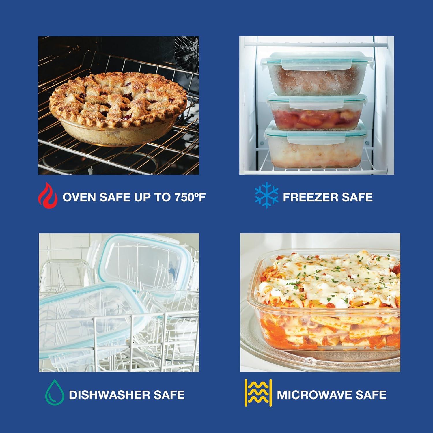 image:imageLOCK amp LOCK LocknLock Purely Better Glass Round Pie Baking DishFood Storage Container with Lid 95 Inch ClearLoaf Pan