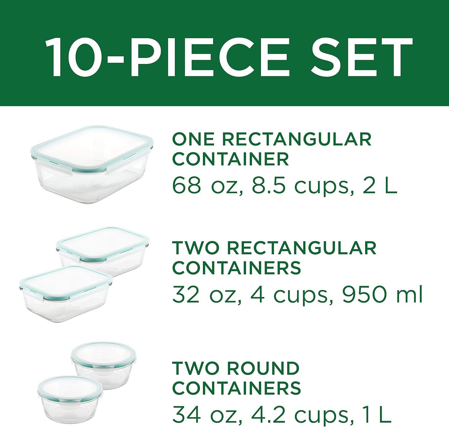 image:imageLOCK amp LOCK Purely Better Glass Food Storage Container Set 10 Piece Clear10 Piece