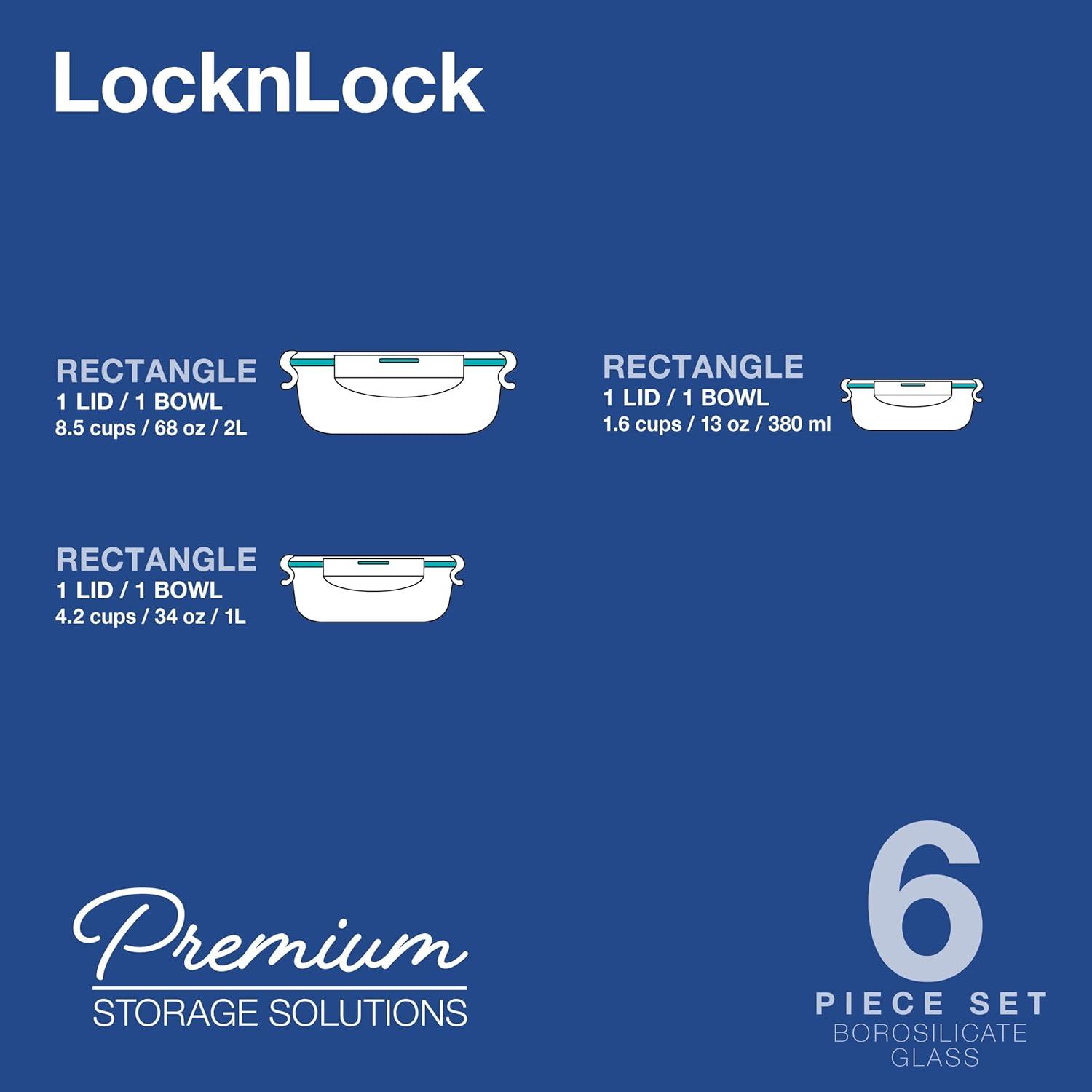 image:imageLOCK amp LOCK Purely Better Glass Food Storage Container Set 10 Piece Clear6 Piece