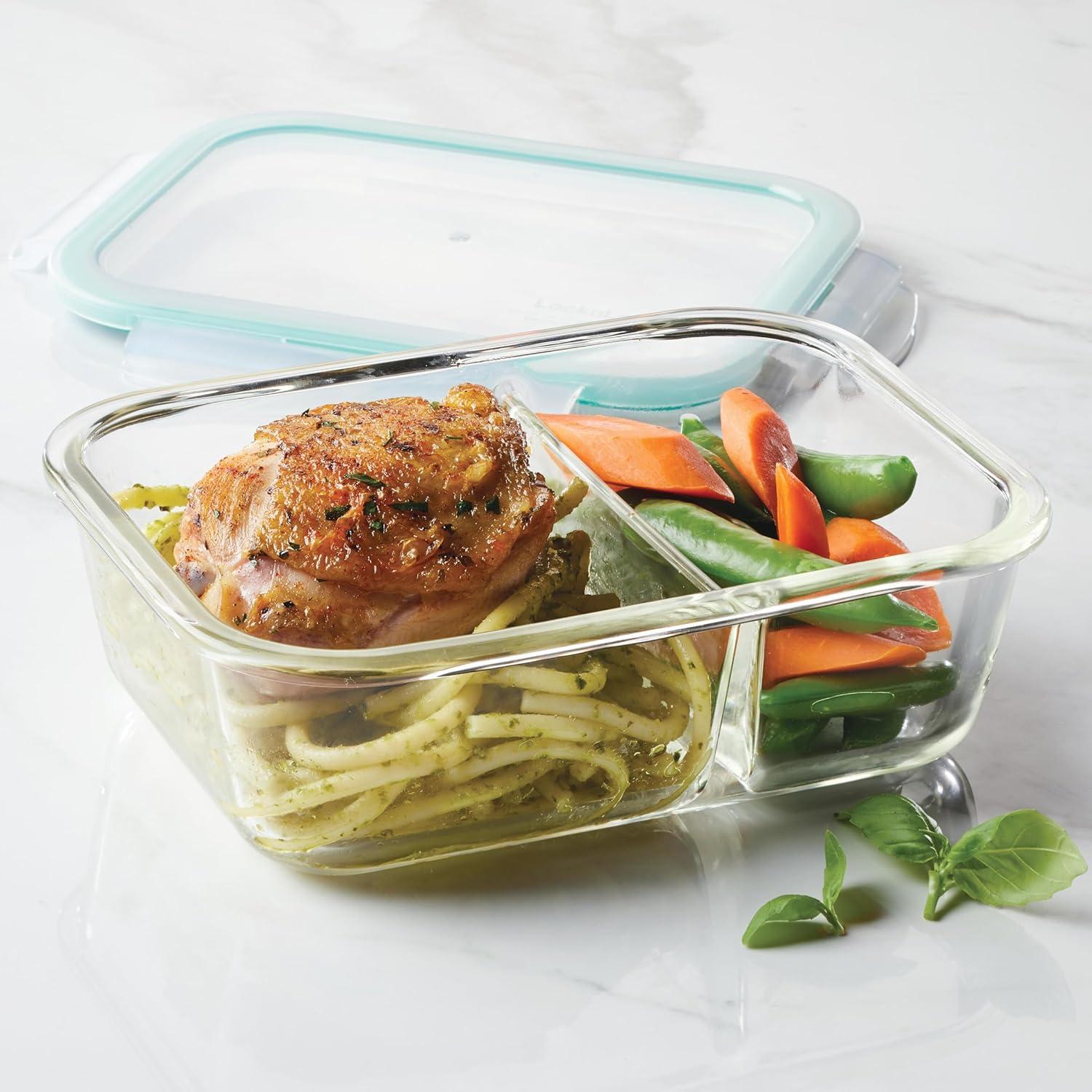 image:imageLOCK amp LOCK Purely Better Glass Food Storage Container with Lid Rectangle wdivider 25 oz Clear25 Oz
