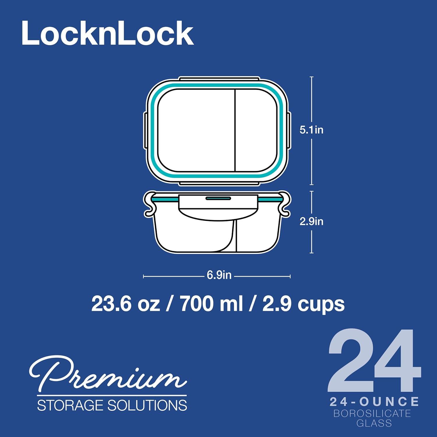 image:imageLOCK amp LOCK Purely Better Glass Food Storage Container with Lid Rectangle wdivider 25 oz Clear25 Oz