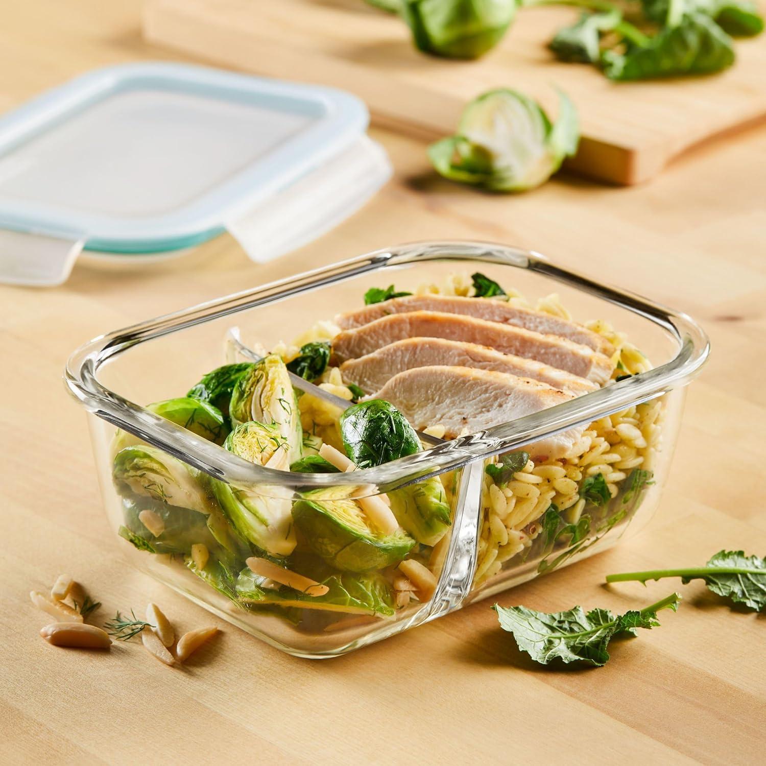 image:imageLOCK amp LOCK Purely Better Glass Food Storage Container with Lid Rectangle wdivider 25 oz Clear25 Oz