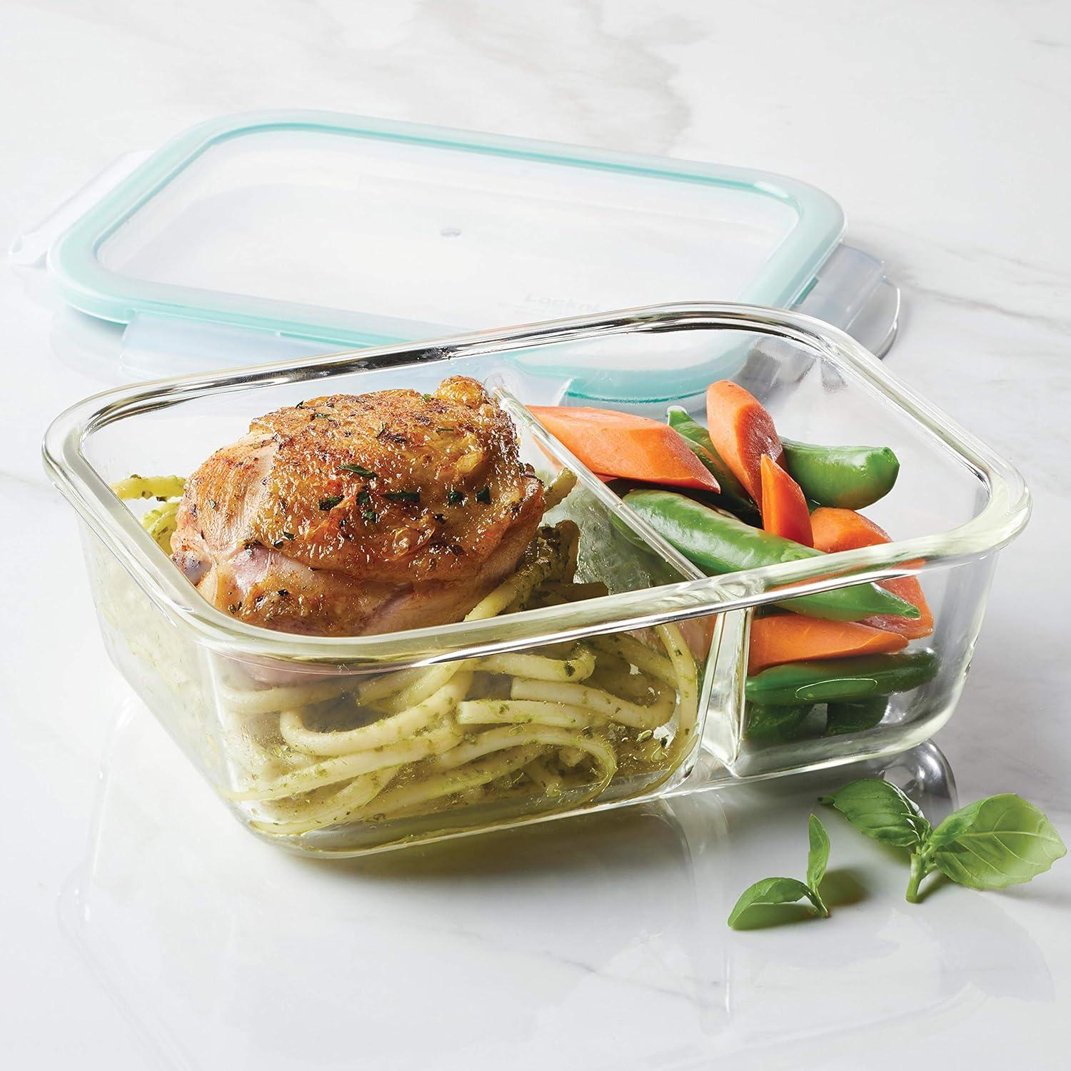 image:imageLOCK amp LOCK Purely Better Glass Food Storage Container with Lid Rectangle wdivider 25 oz Clear25 Oz