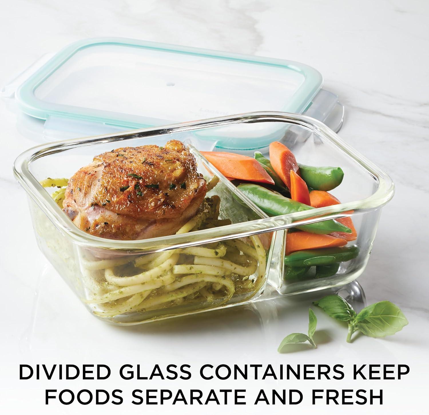 image:imageLOCK amp LOCK Purely Better Glass Food Storage Container with Lid Rectangle wdivider 25 oz Clear25 Oz