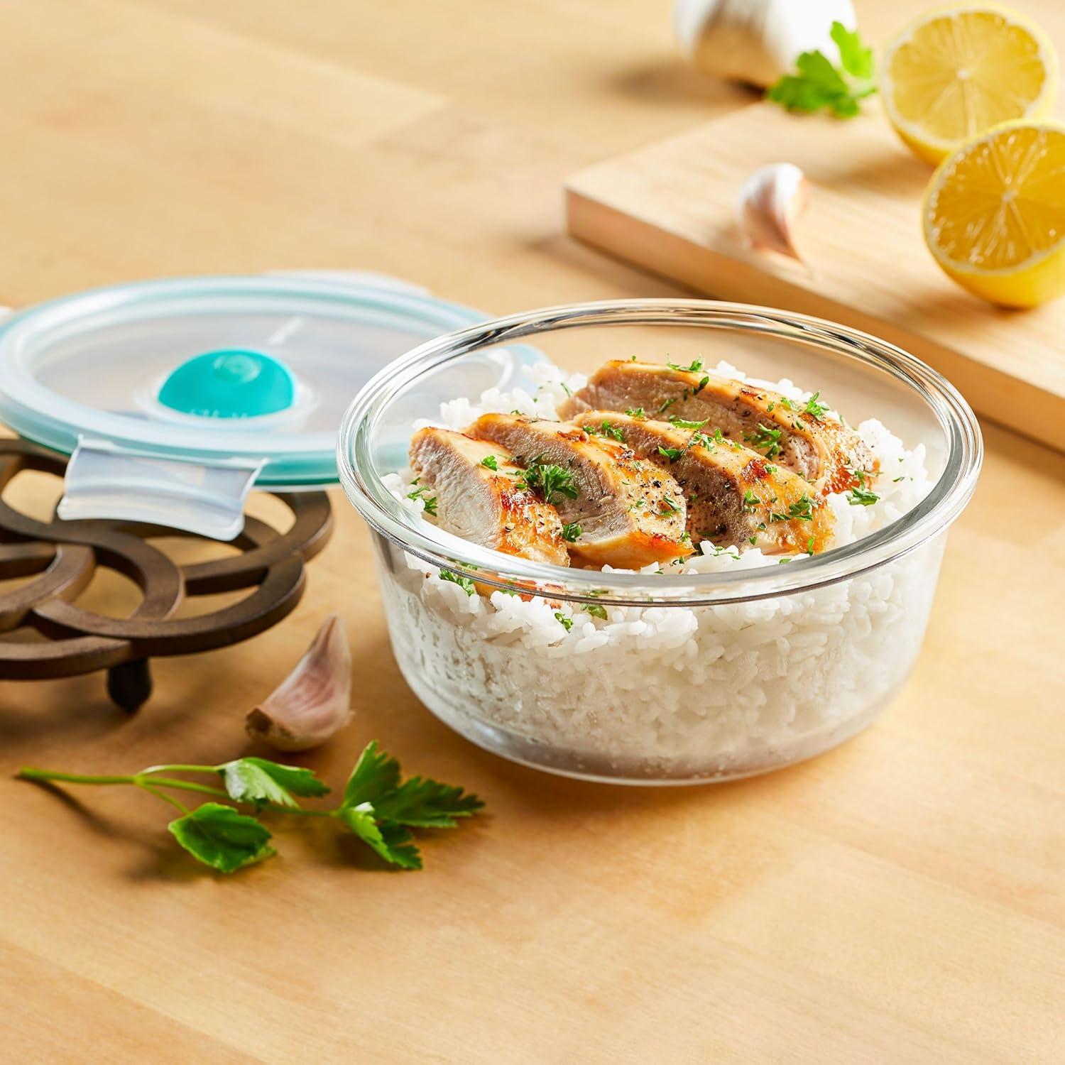 image:imageLock amp Lock Purely Better Glass Food Storage Container with Steam Vent Lid Square17 oz Color May VarySquare 22 oz