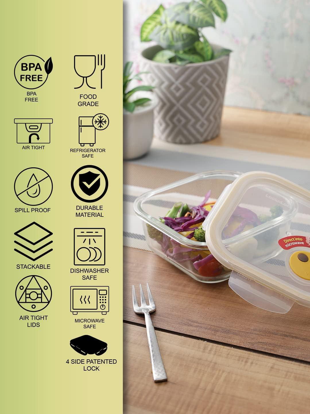 image:imageLock amp Lock Purely Better Glass Food Storage Container with Steam Vent Lid Square17 oz Color May VarySquare 25 oz