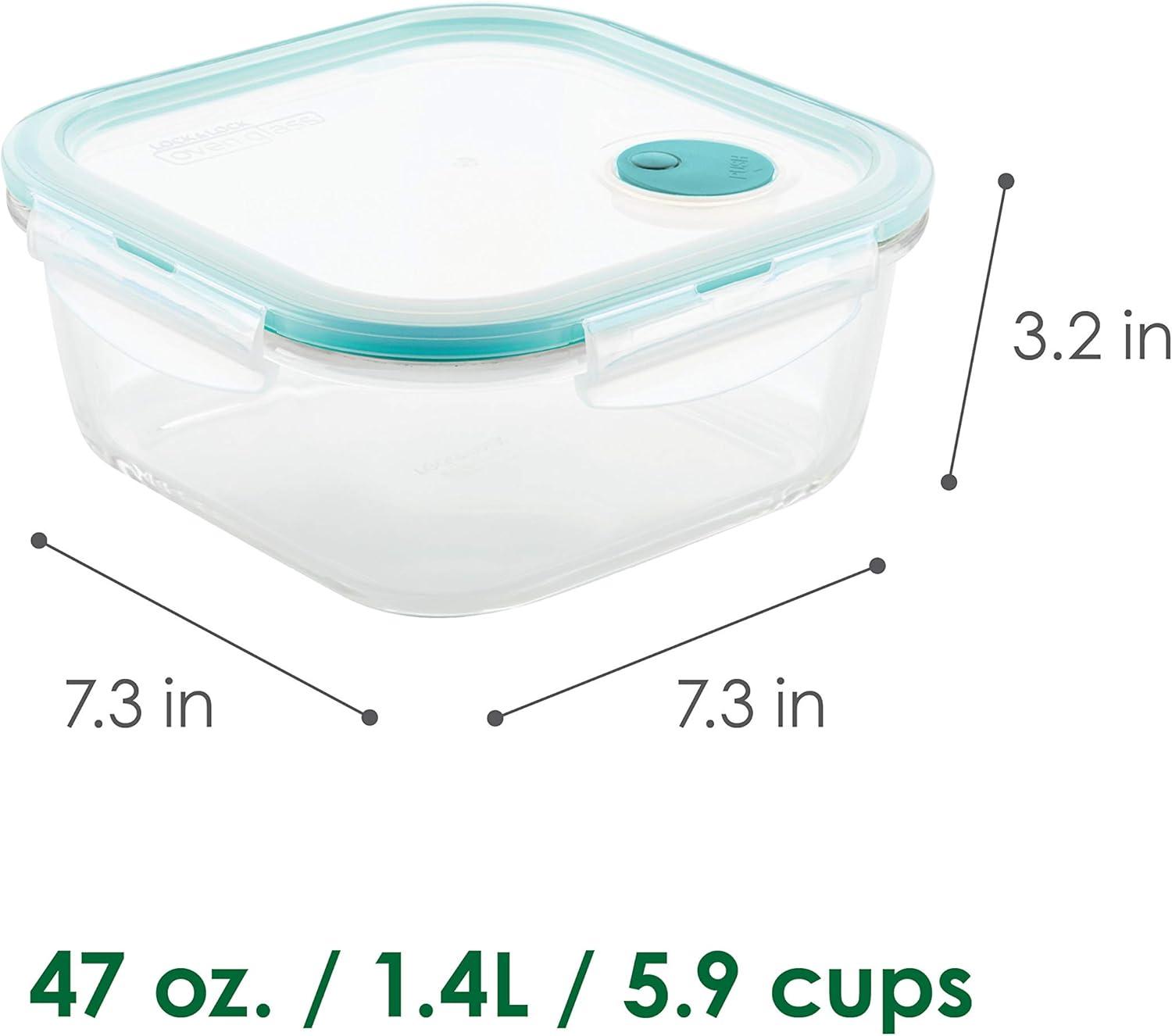 image:imageLock amp Lock Purely Better Glass Food Storage Container with Steam Vent Lid Square17 oz Color May VarySquare 4736 oz