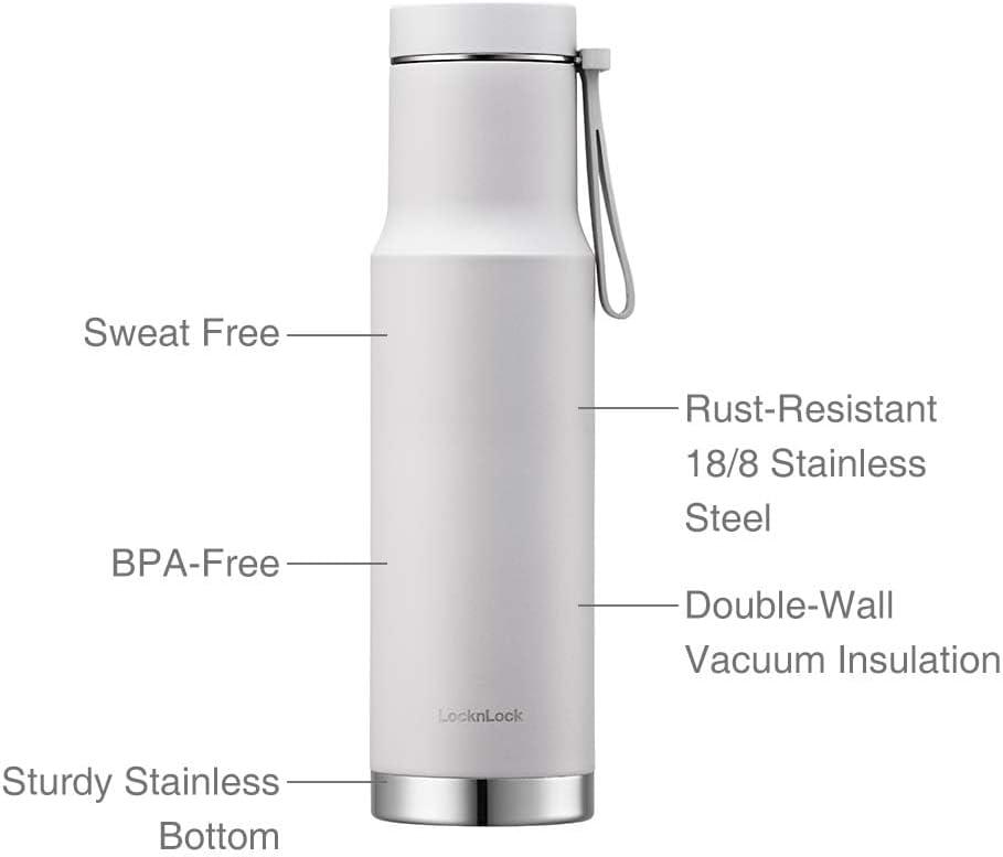image:imageLocknLock Metro Edge Tumbler Water Bottle DoubleWall Vacuum Insulated Stainless Steel with Lid and Hand Strap for Travel Hot and Cold Drinks Leakproof Lightweight Portable 21oz Navy BlueBlue