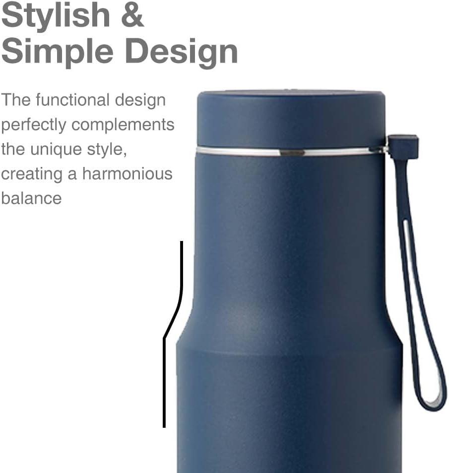 image:imageLocknLock Metro Edge Tumbler Water Bottle DoubleWall Vacuum Insulated Stainless Steel with Lid and Hand Strap for Travel Hot and Cold Drinks Leakproof Lightweight Portable 21oz Navy BlueBlue