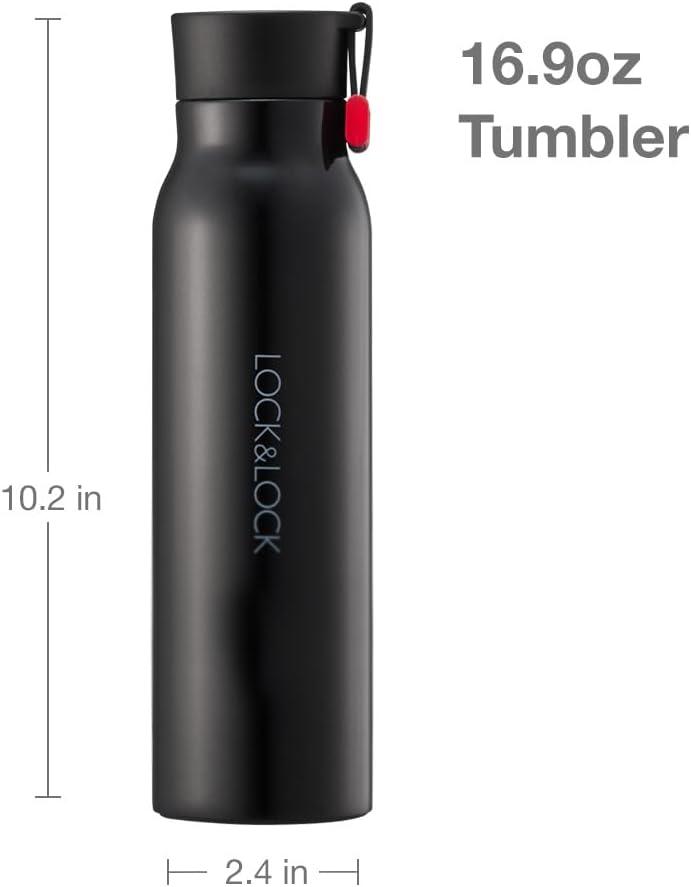 image:imageLocknLock Name Tumbler White 12oz BPAFree Double Wall Stainless Steel Vacuum Insulated Tumbler with LeakProof Lid and Handle Thermal Travel Water BottleWhite