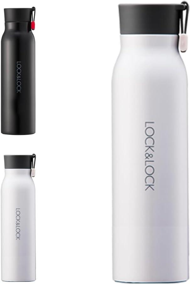 image:imageLocknLock Name Tumbler White 12oz BPAFree Double Wall Stainless Steel Vacuum Insulated Tumbler with LeakProof Lid and Handle Thermal Travel Water BottleWhite