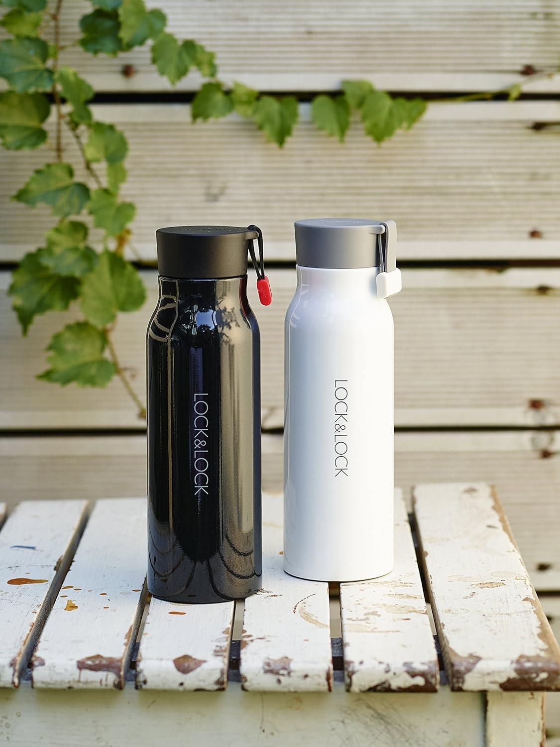 image:imageLocknLock Name Tumbler White 12oz BPAFree Double Wall Stainless Steel Vacuum Insulated Tumbler with LeakProof Lid and Handle Thermal Travel Water BottleWhite