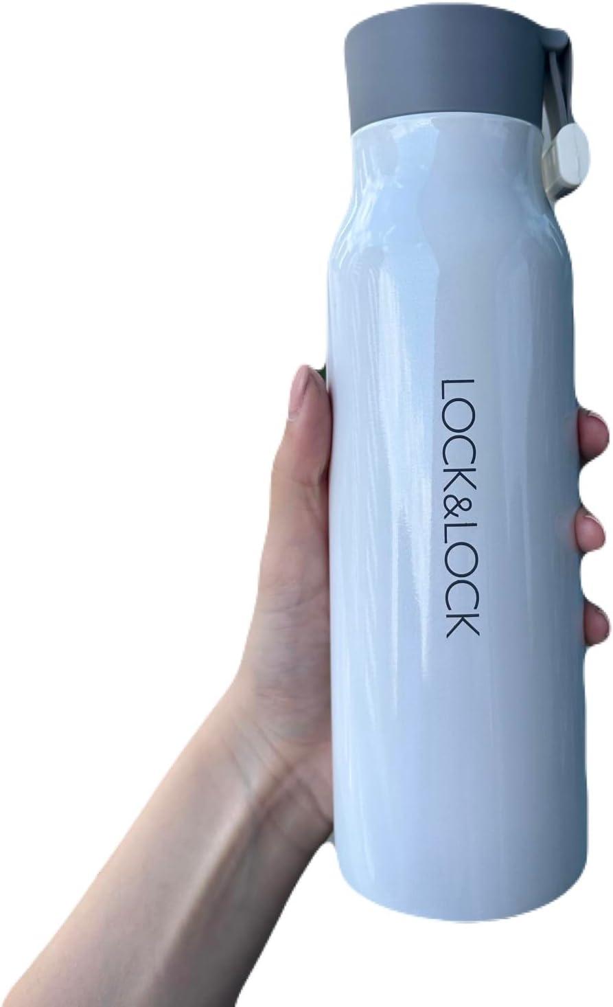 image:imageLocknLock Name Tumbler White 12oz BPAFree Double Wall Stainless Steel Vacuum Insulated Tumbler with LeakProof Lid and Handle Thermal Travel Water BottleWhite