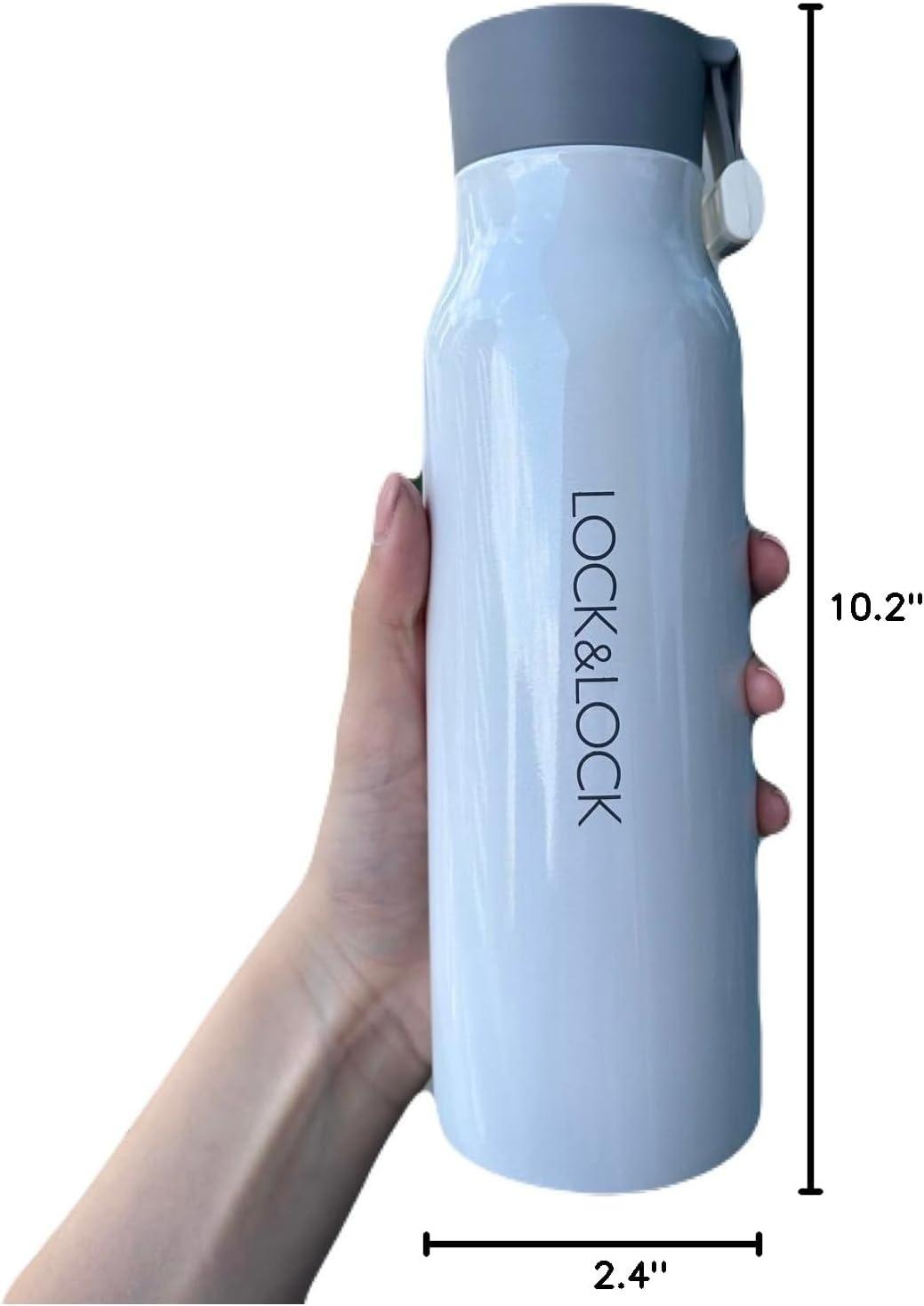 image:imageLocknLock Name Tumbler White 12oz BPAFree Double Wall Stainless Steel Vacuum Insulated Tumbler with LeakProof Lid and Handle Thermal Travel Water BottleWhite
