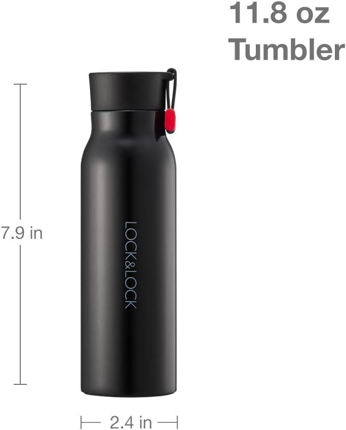 image:imageLocknLock Name Tumbler White 12oz BPAFree Double Wall Stainless Steel Vacuum Insulated Tumbler with LeakProof Lid and Handle Thermal Travel Water BottleBlack