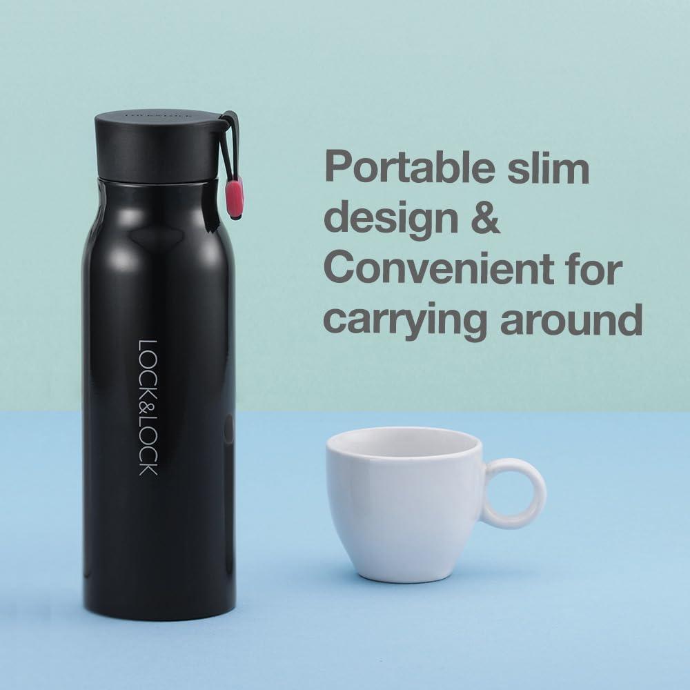 image:imageLocknLock Name Tumbler White 12oz BPAFree Double Wall Stainless Steel Vacuum Insulated Tumbler with LeakProof Lid and Handle Thermal Travel Water BottleWhite